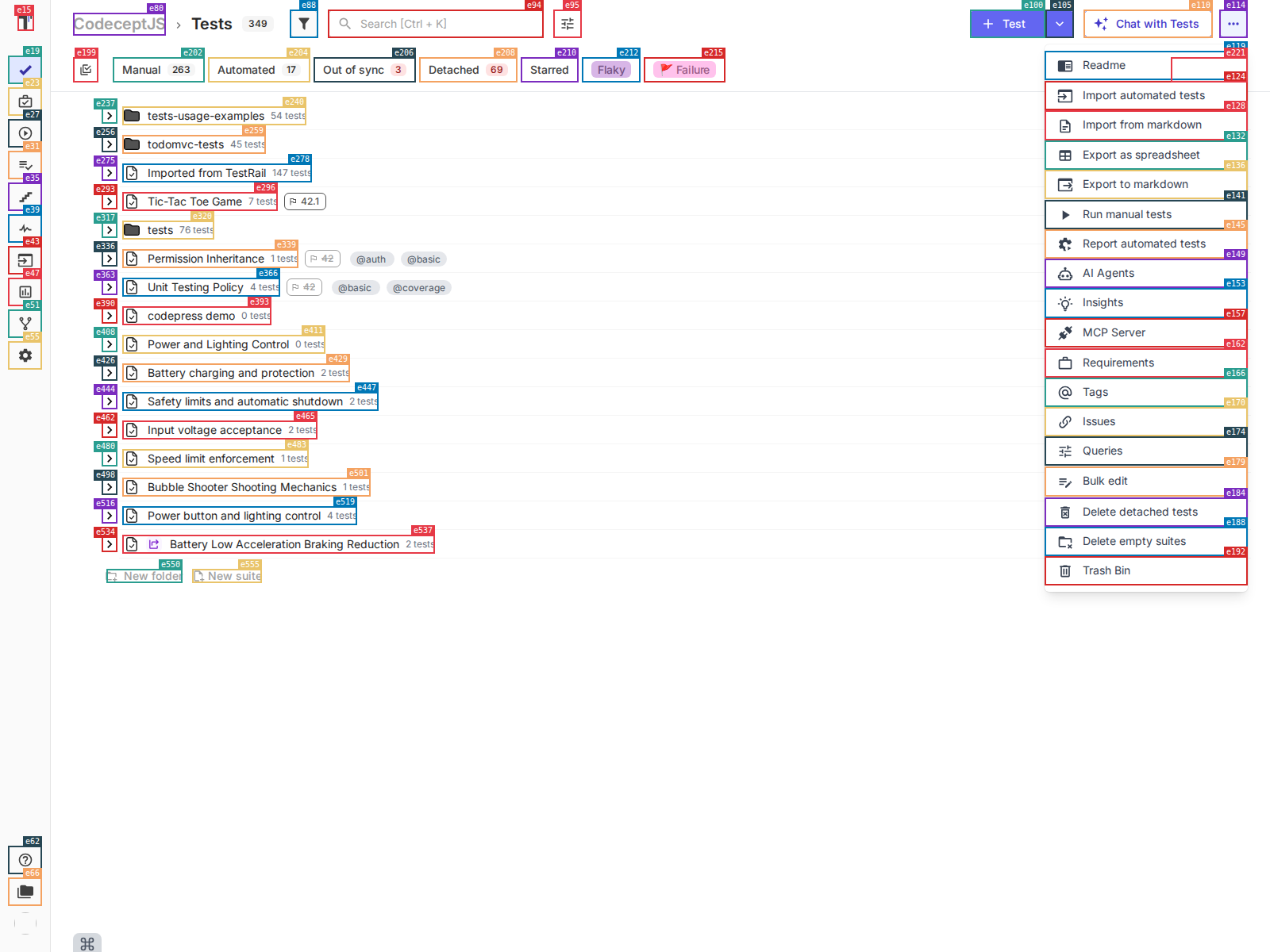 The same screen annotated by Explorbot, with an indexed box on every interactive element